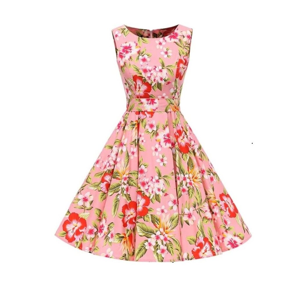 Women's Dress Retro Vintage Swing 1950's short sleeve floral print